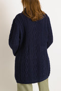 Vintage Oldschool Irish Wool Scandi Knitwear Handknitted Buttons Up Wool Sweater Cardigan/ Fisherman Aran Blue Cardigan