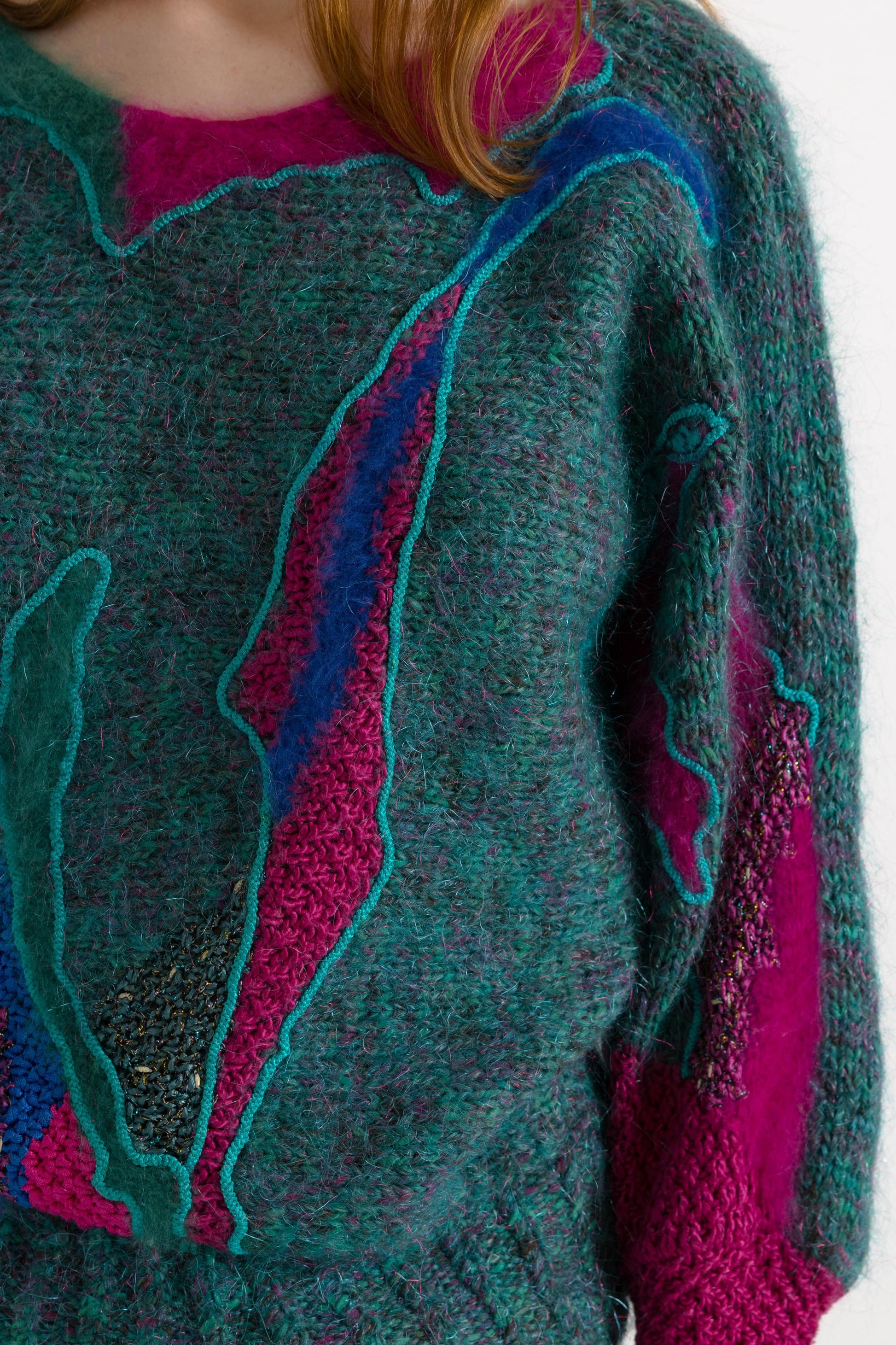 80s Vintage Fuzzy Knit Wool Relaxed Handknitted Mohair Sweater Jumper