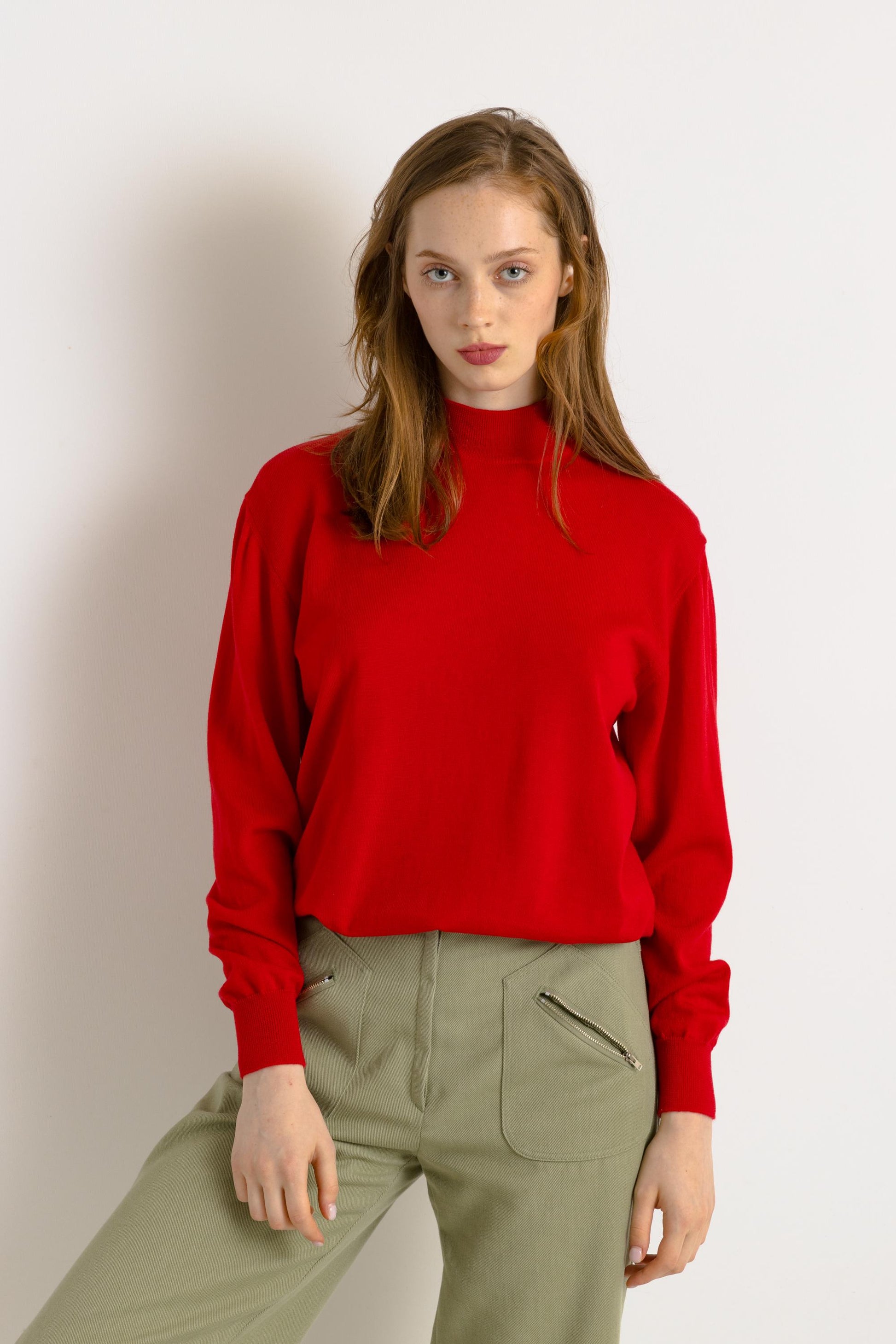 80s Vintage Aquascutum 100% Lambswool Red Sweater Jumper Top Girlfriend Gift Present Womans Wear Vintage Clothes