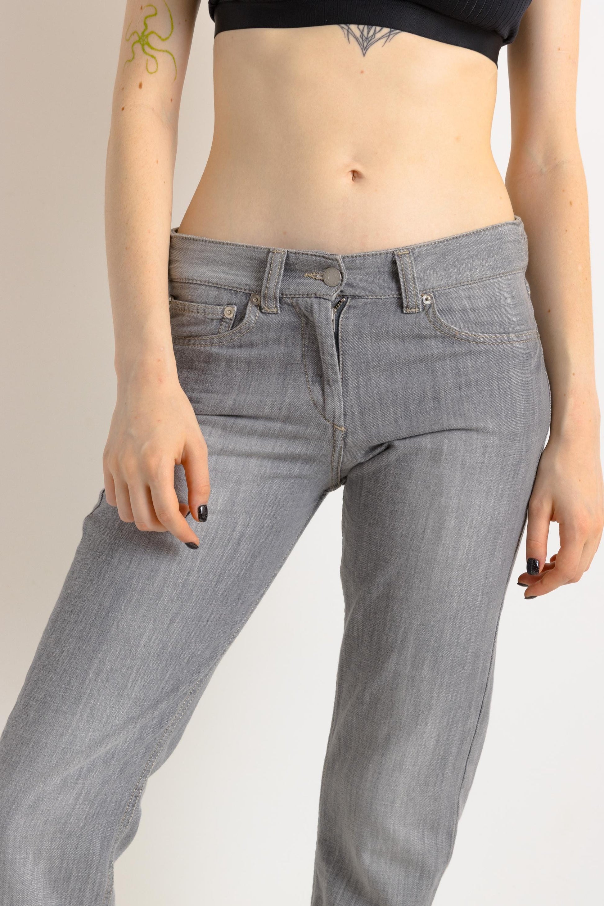 Isabel Marant Jeans denim trousers great condition gray- Y2K Avantgarde Jeans - Size 0 - Mid Waist - zip closure