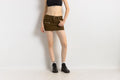 Y2K Women's ISABEL MARANT Mini Dark Brown Corduroy Skirt Pink Size 34