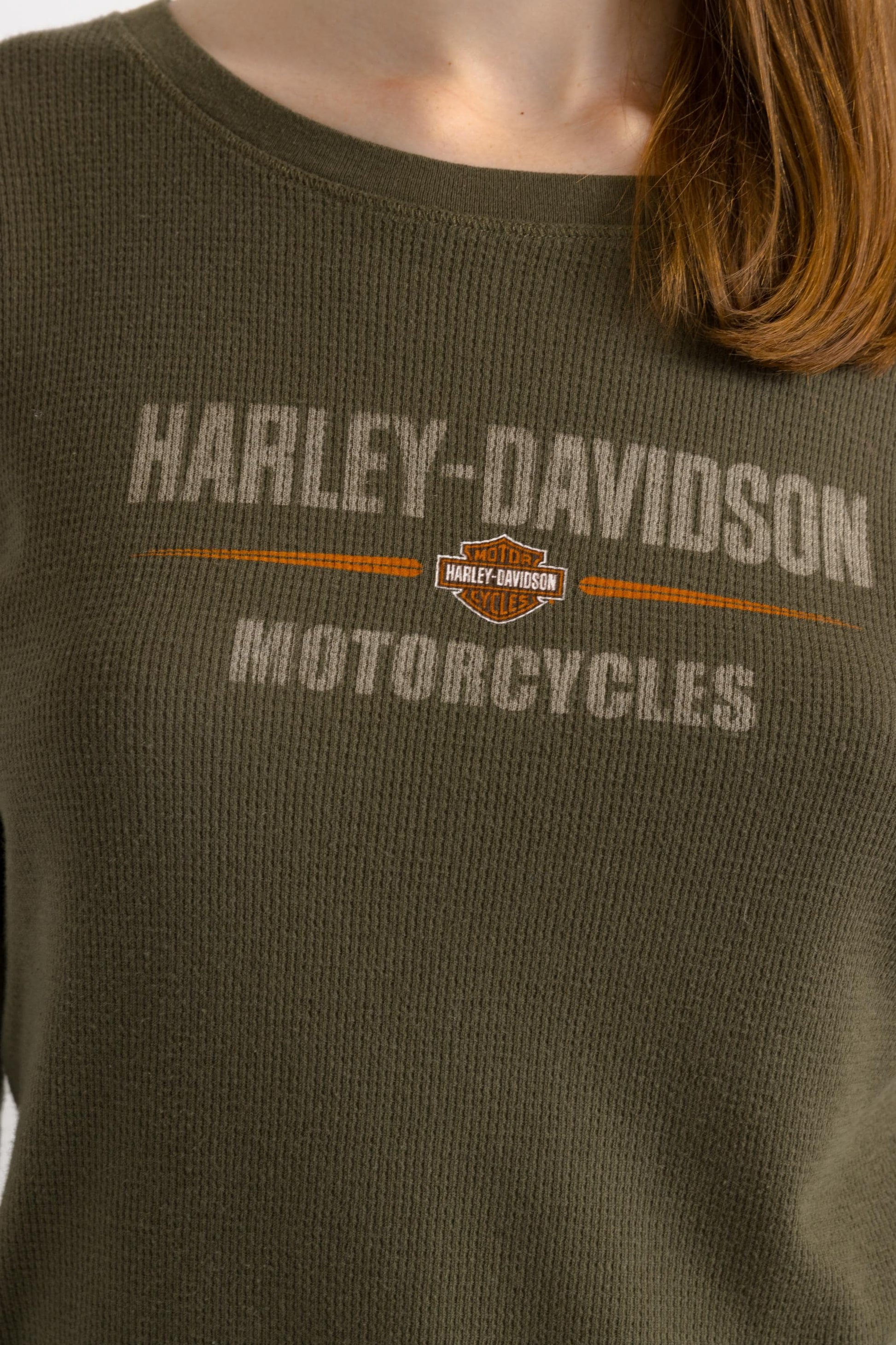 90s Vintage Harley Davidson Khaki Logo Long Sleeve Top Woman Shirt in XL size4495/ Vintage Harley Davidson Khaki Woman Jumper Top