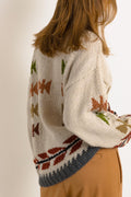 70s Vintage Knitted Abstract Pattern Knitwear Handknitted Abstract Ornament Wool Jumper Sweater