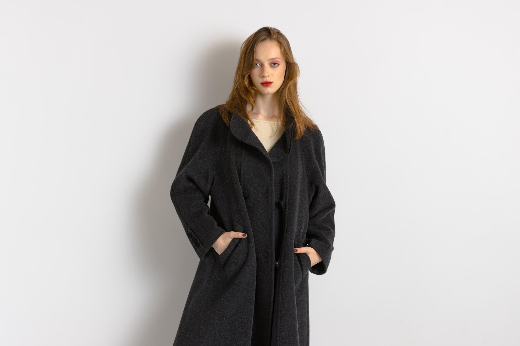 80s winter coat long wool mohair coat outerwear maxi winter coat vintage clothing size Small