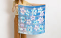 100% Silk Scarf Square Big Blue Florals Silk Bandana Pure Silk Neck Hair Scarf Silk All Season Gift