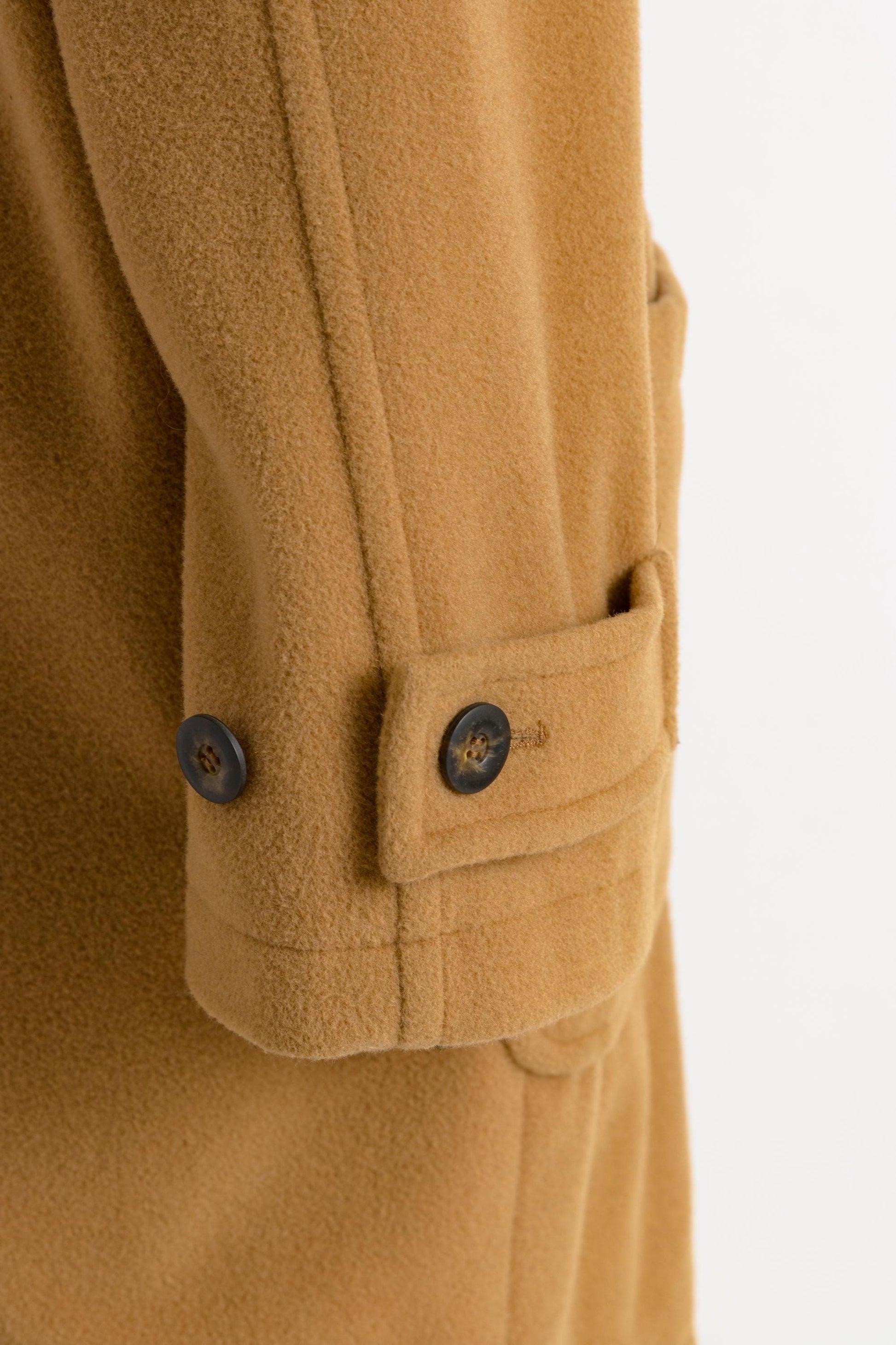 70s Vintage Vtg Rare Duster Wool Cashmere Blend Zip Buttons Up Long Sleeve Hoodie Beige Camel Coat 2534 Girlfriend Gift Present