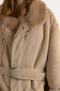 Gianfranco Ferre Vintage 80s Genuine Suede Sheep Shearling Coat/Vintage Suede Shearling Coat/Vintage Woman Winter Suede Coat