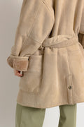 Gianfranco Ferre Vintage 80s Genuine Suede Sheep Shearling Coat/Vintage Suede Shearling Coat/Vintage Woman Winter Suede Coat