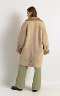 Gianfranco Ferre Vintage 80s Genuine Suede Sheep Shearling Coat/Vintage Suede Shearling Coat/Vintage Woman Winter Suede Coat