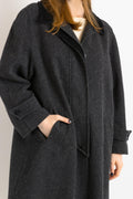 70s Vintage Vtg Rare 80% Wool Long Sleeve Austrian Dark Grey Maxi Buttons Up Long Style Coat 2759 Girlfriend Gift