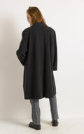 80s Vintage Vtg Rare 80% Wool Long Sleeve Dark Grey Midi Buttons Up Long Style Coat 3068 Girlfriend Gift