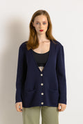 Vintage VALENTINO Cardigan Women's Size Small authentic retro luxury button wool streetwear navy blue v-neck jumper cardigan