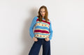 80s Vintage Vtg Retro Handknitted Pattern Cozy Multicolor Pullover Jumper Top Sweater 4961 Girlfriend Gift Size S/ Vintage Woman Clothing