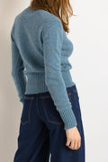 80s Vintage Woman 100% Shetland Wool Blue V neck Retro Woman Jumper Sweater Top in XS Small/ Vintage Woman Wool Jumper Sweater 4350