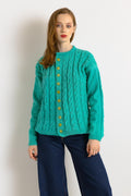 70s Vintage Oldschool Blue Handknitted Knitwear Handknitted Buttons Up Sweater Jumper Pullover 4972/ Vintage Blue Knitted Cardigan