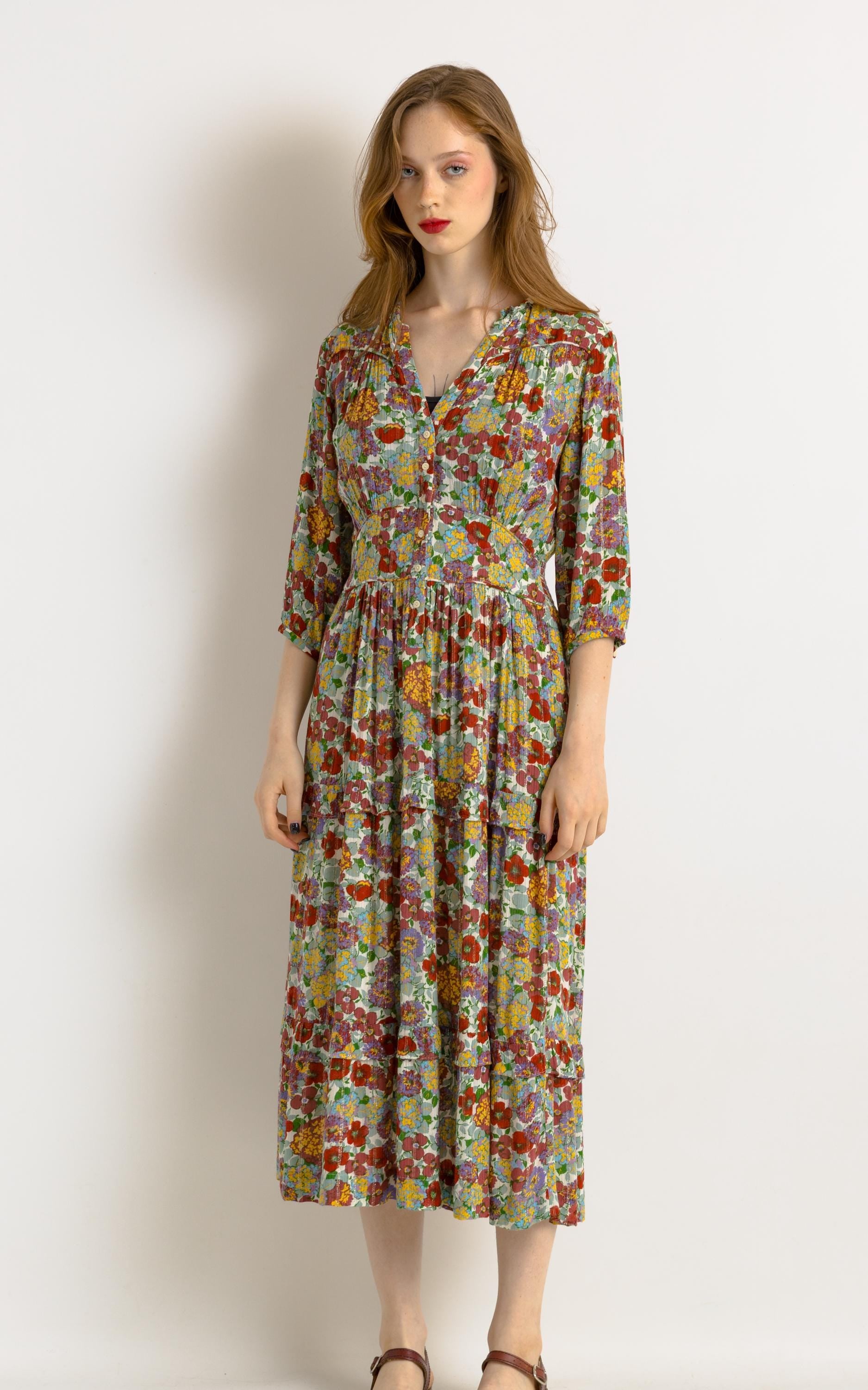 00s Preloved Woman Ba&sh Maxi Floral Multi Dress size Small