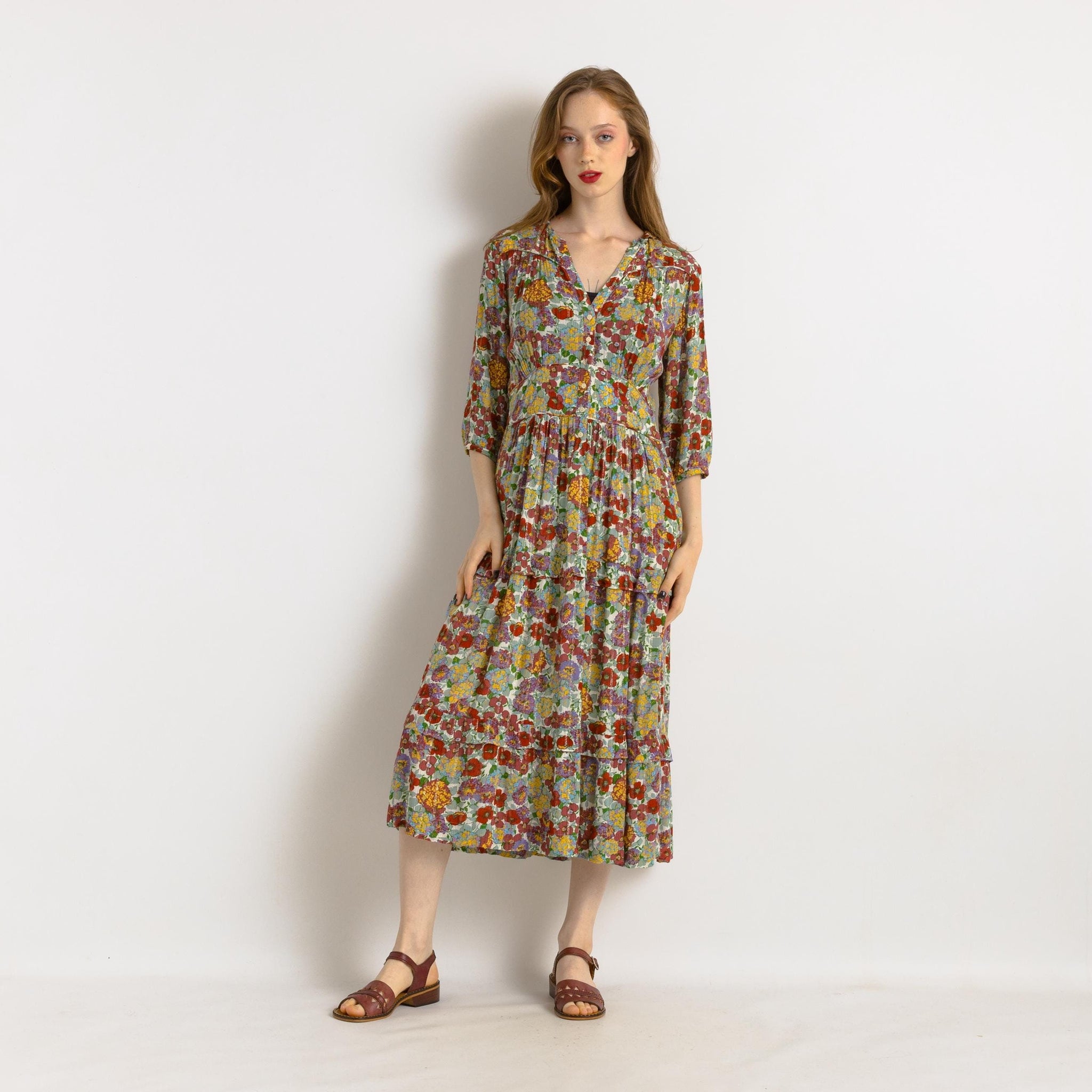 00s Preloved Woman Ba&sh Maxi Floral Multi Dress size Small