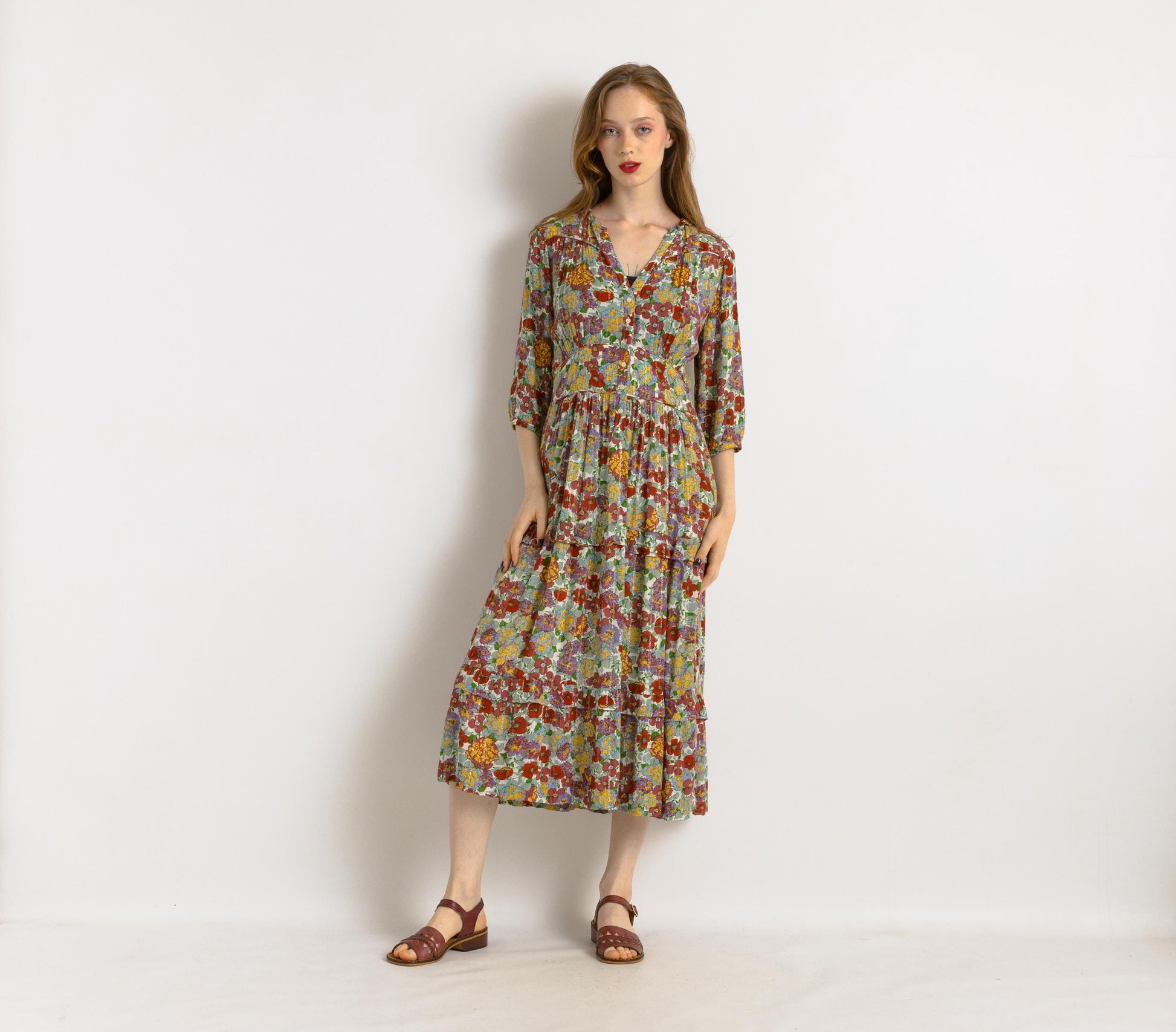 00s Preloved Woman Ba&sh Maxi Floral Multi Dress size Small