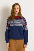 90s Vintage Norway Knitwear Abstract Ornament Wool Jumper Sweater/ Vintage Woman Fair Isle Wool Sweater size Medium