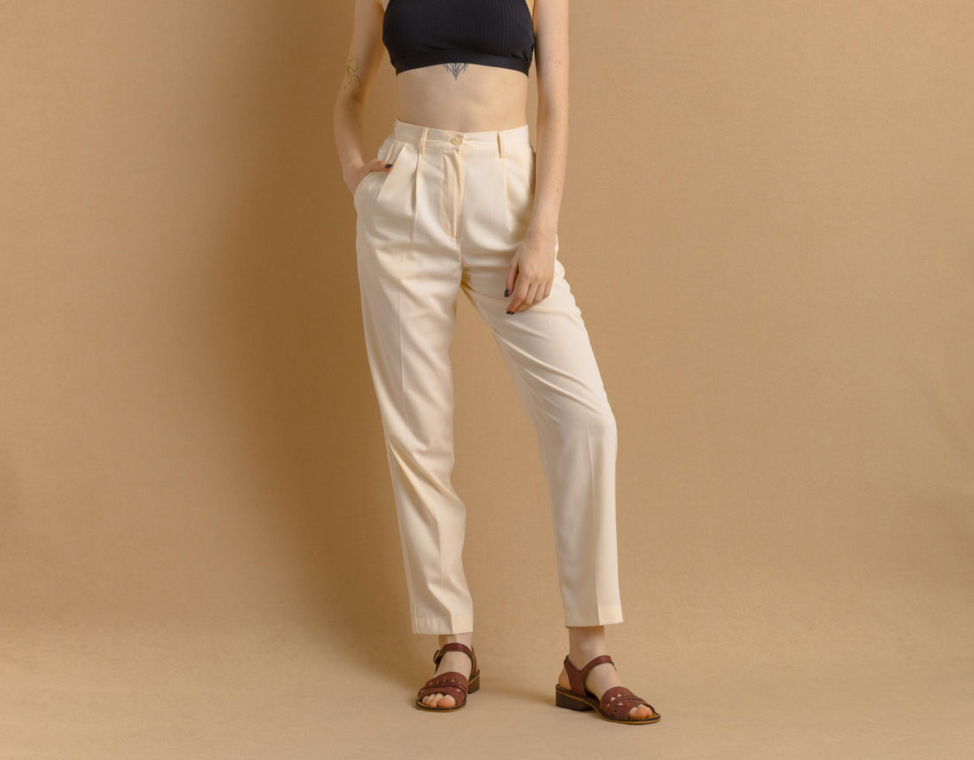 United Colors of Benetton Pants Vintage 90s Classic Straight Legs Pants High Waisted Rise Bell Bottoms Small