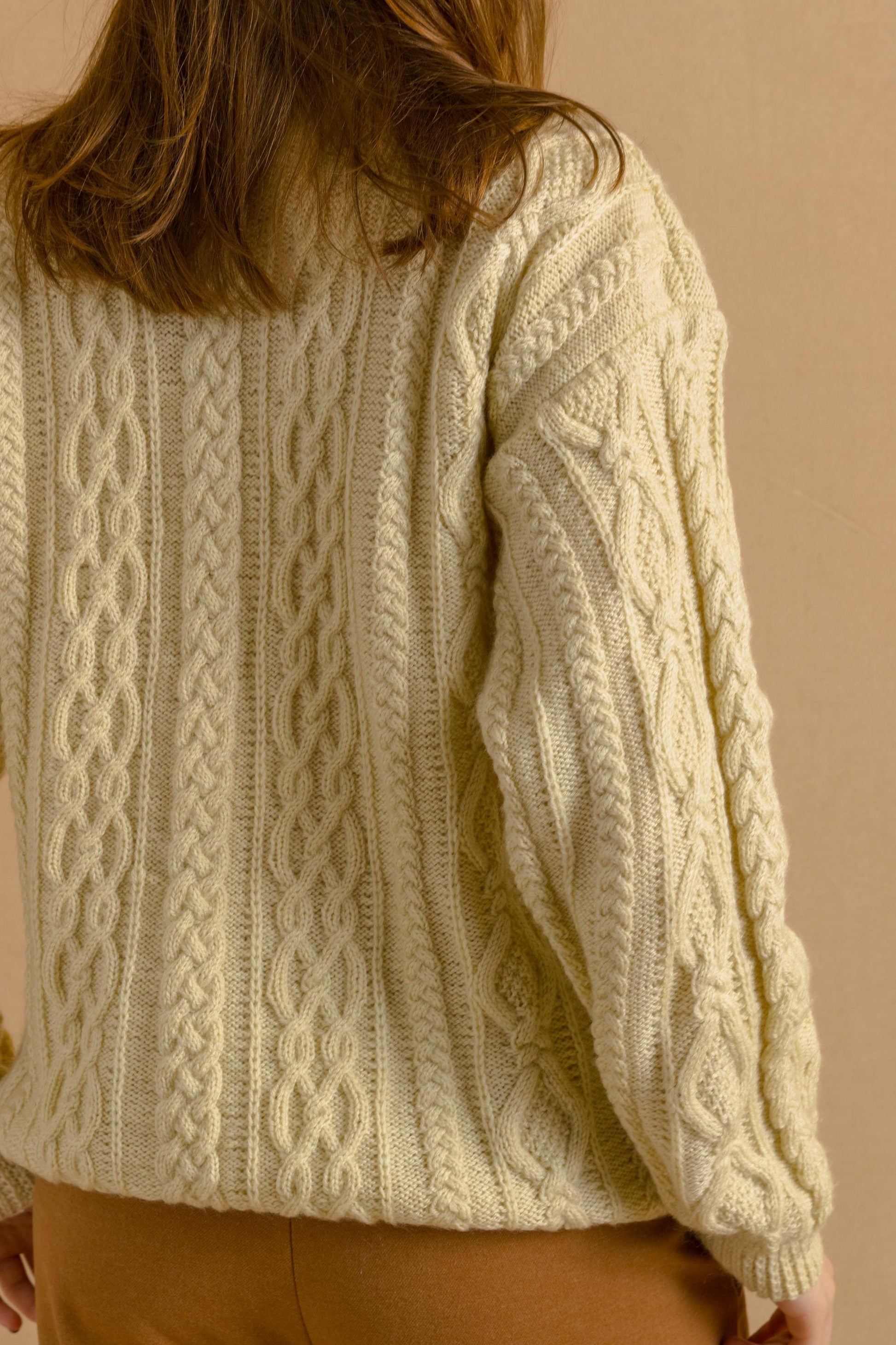 70s Vintage Oldschool Scotland Scandi Knitwear Handknitted Pullover Wool Sweater Jumper Pullover 4147/ Vintage Fisherman Beige Cardigan