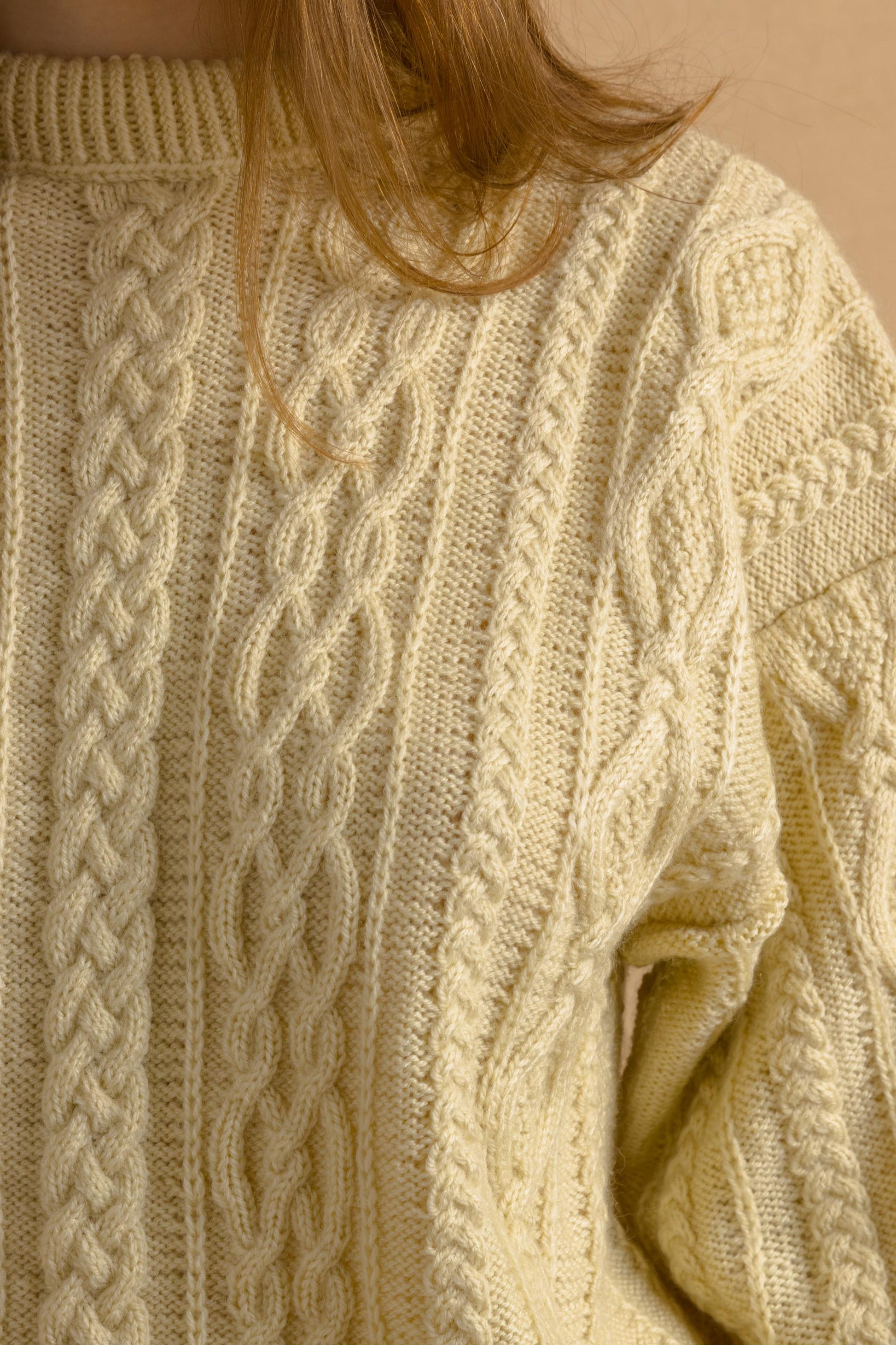 70s Vintage Oldschool Scotland Scandi Knitwear Handknitted Pullover Wool Sweater Jumper Pullover 4147/ Vintage Fisherman Beige Cardigan