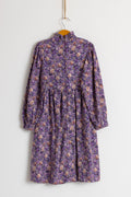 Vintage 1980s Cotton Boho Child's Dress | Purple Floral Print Dress | 7-8 years old