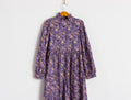 Vintage 1980s Cotton Boho Child's Dress | Purple Floral Print Dress | 7-8 years old