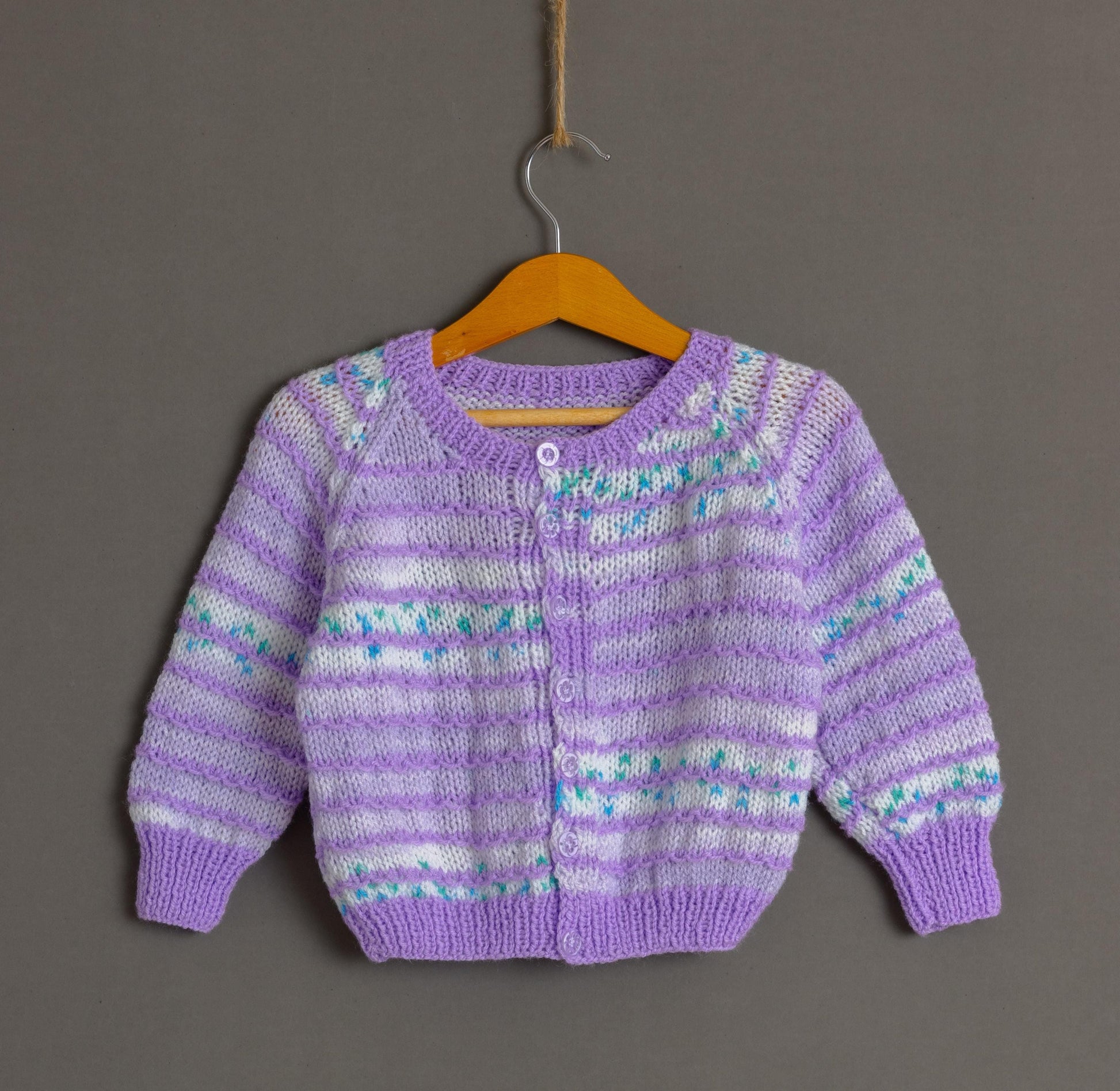 Preloved Vintage Kids Girl Purple Striped Knitted Buttos Up Cardigan size 2T 92cm