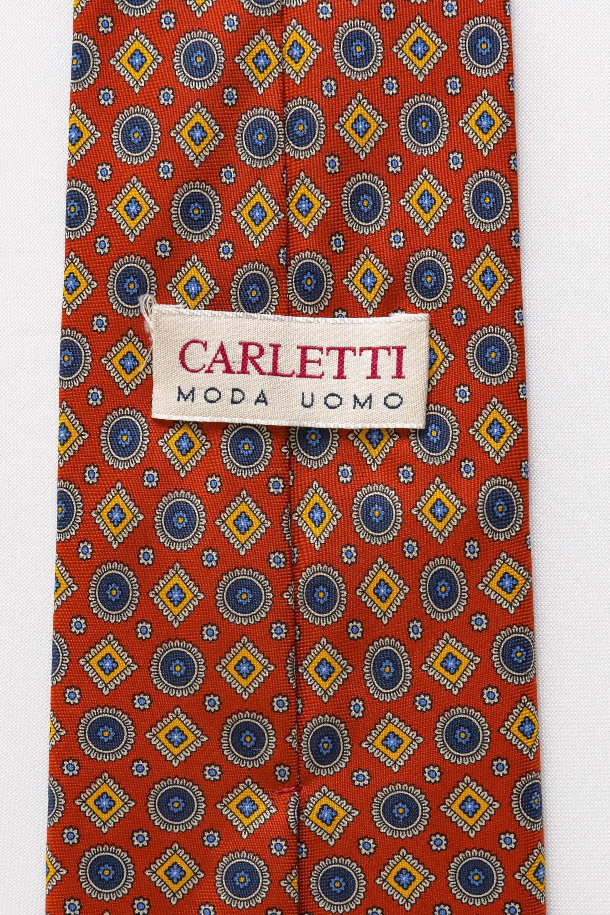 vintage Carletti Handmade in Italy Tie abstract pattern print necktie retro beautiful luxury gift for men accessories silk 90s style men's