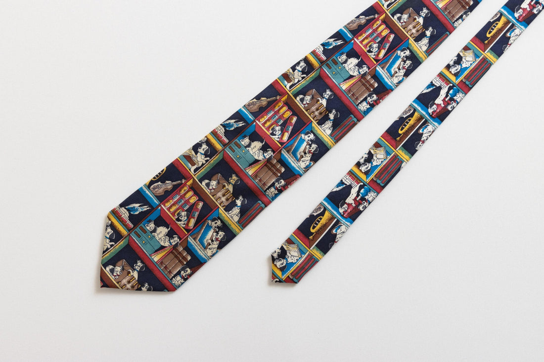 Vintage 101 Dalmatians Walt Disney's Tie abstract print necktie retro beautiful luxury gift for men accessories silk 90s style men's