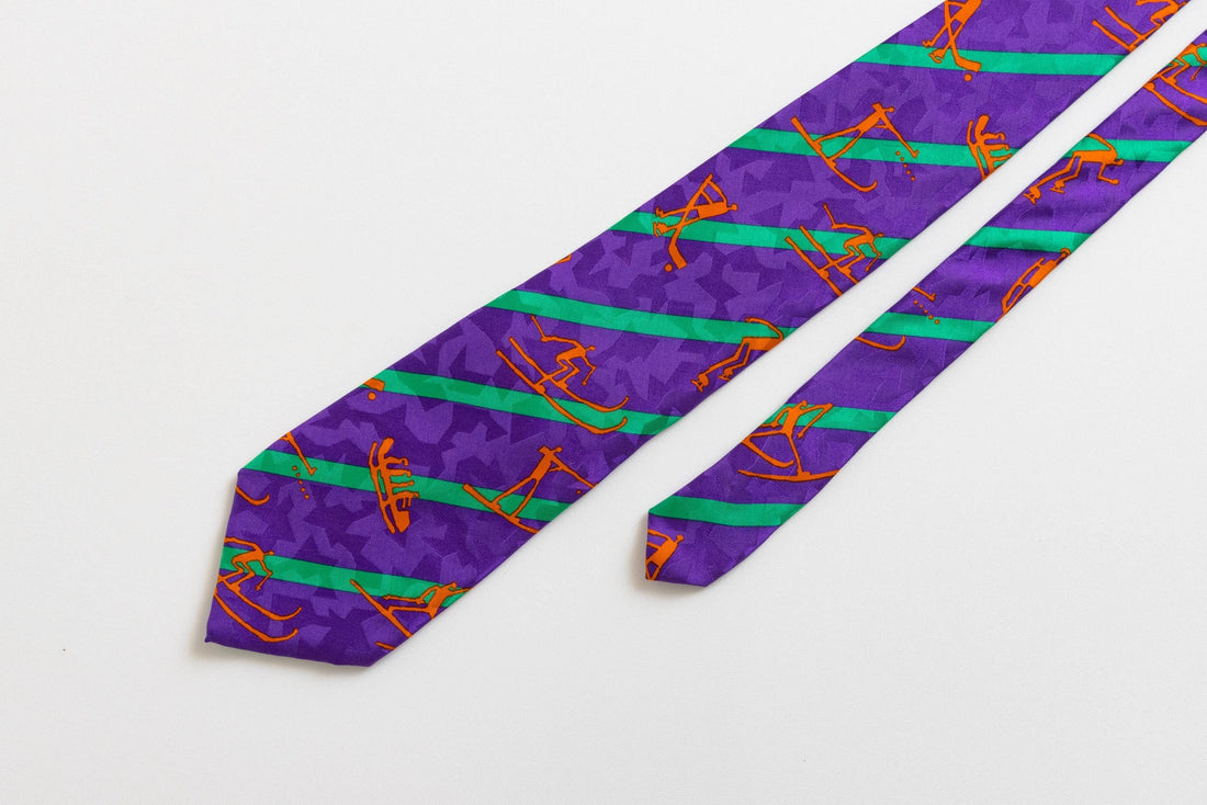 vintage Lillehammer 1994 Games Tie abstract pattern print necktie retro beautiful luxury gift for men accessories silk 90s style men's