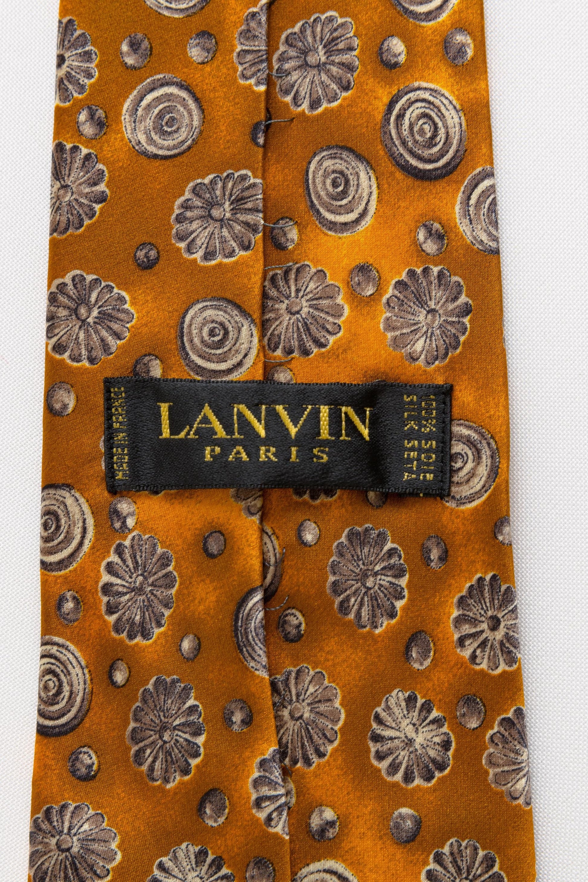 Vintage Lanvin made in France Tie abstract pattern print necktie retro beautiful luxury gift for men accessories silk 90s style men's