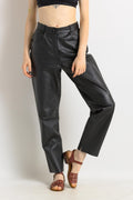 80s Vintage High Waisted Leather Woman Pants size 38 Medium 3342/ Vintage woman leather trousers/ vintage woman clothing/ vintage woman