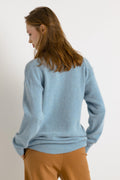 90s Vintage Blue Casual Crew Neck Angora Wool Sweater Jumper Cardigan Girlfriend Gift Present Womans Wear Vintage Clothes