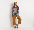 80s Vintage Wool Abstract Pattern Print Woman Sweater. Vintage Woman Abstract Wool Jumper. Vintage Relaxed Woman Pullover