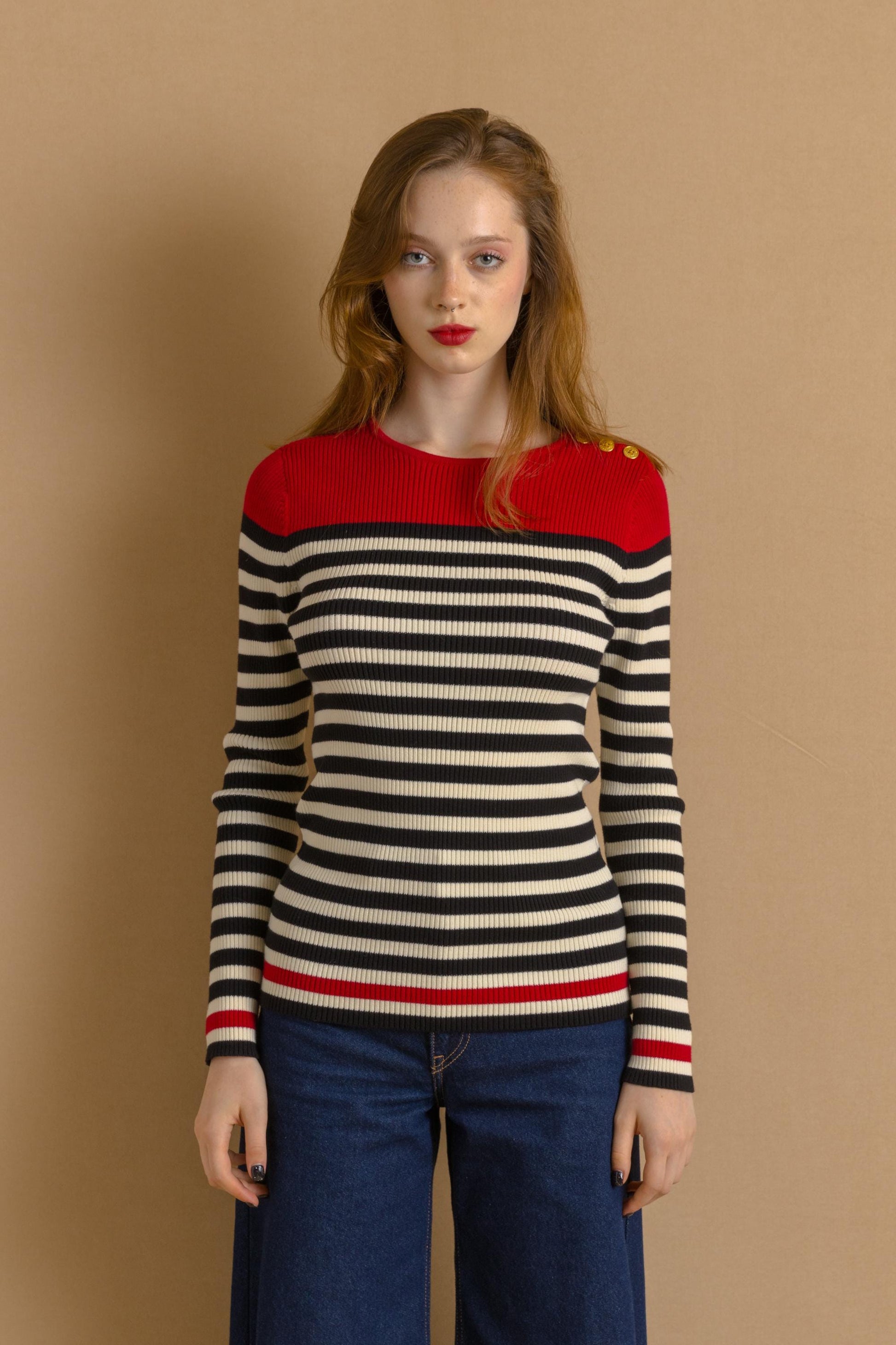 Vintage Woman Ralph Lauren Striped Crew Neck Sweater Jumper size S Small