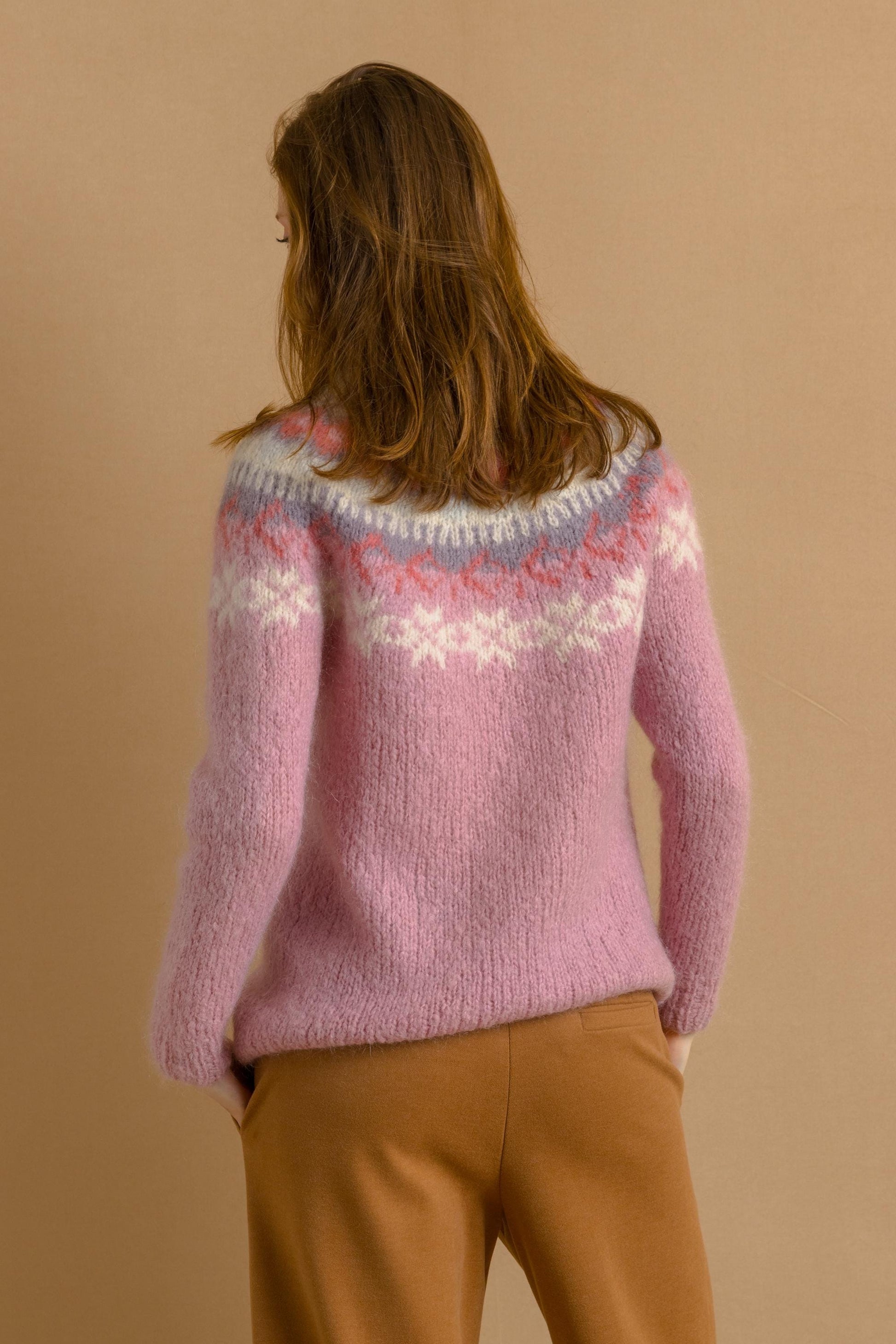 70s Vintage Iceland Denmark Norway Knitwear Handknitted Abstract Ornament Wool Jumper Sweater 4621/ Vintage Woman Fair Isle Wool Sweater