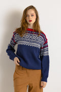 90s Vintage Norway Knitwear Abstract Ornament Wool Jumper Sweater/ Vintage Woman Fair Isle Wool Sweater size Medium