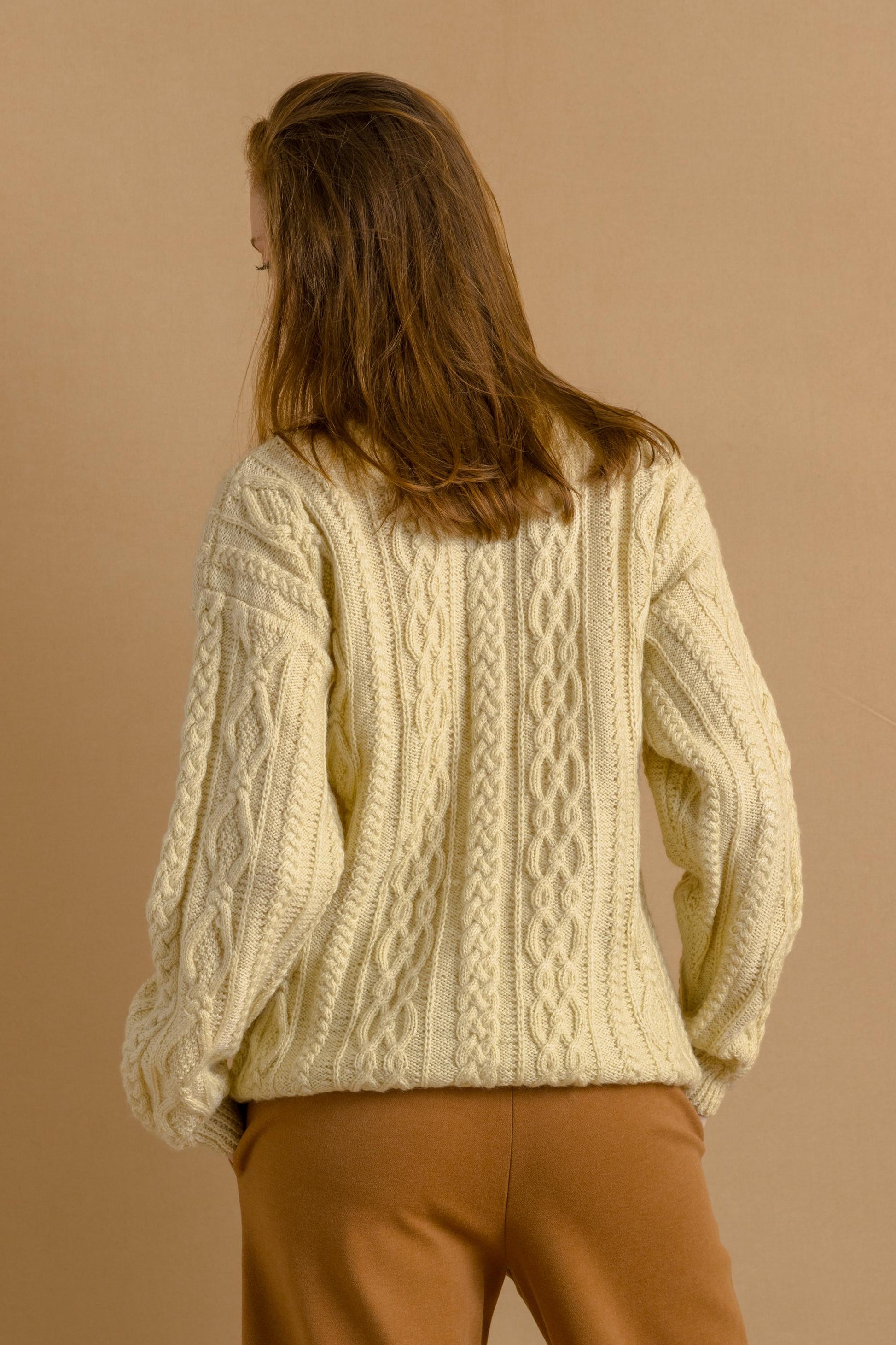 70s Vintage Oldschool Scotland Scandi Knitwear Handknitted Pullover Wool Sweater Jumper Pullover 4147/ Vintage Fisherman Beige Cardigan