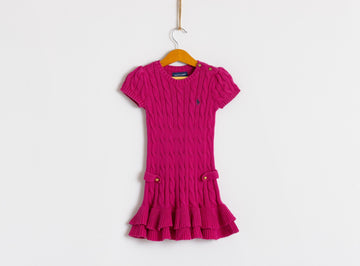 Ralph Lauren Kids Knitted Mini Pink Dress for Girls size 2T Years