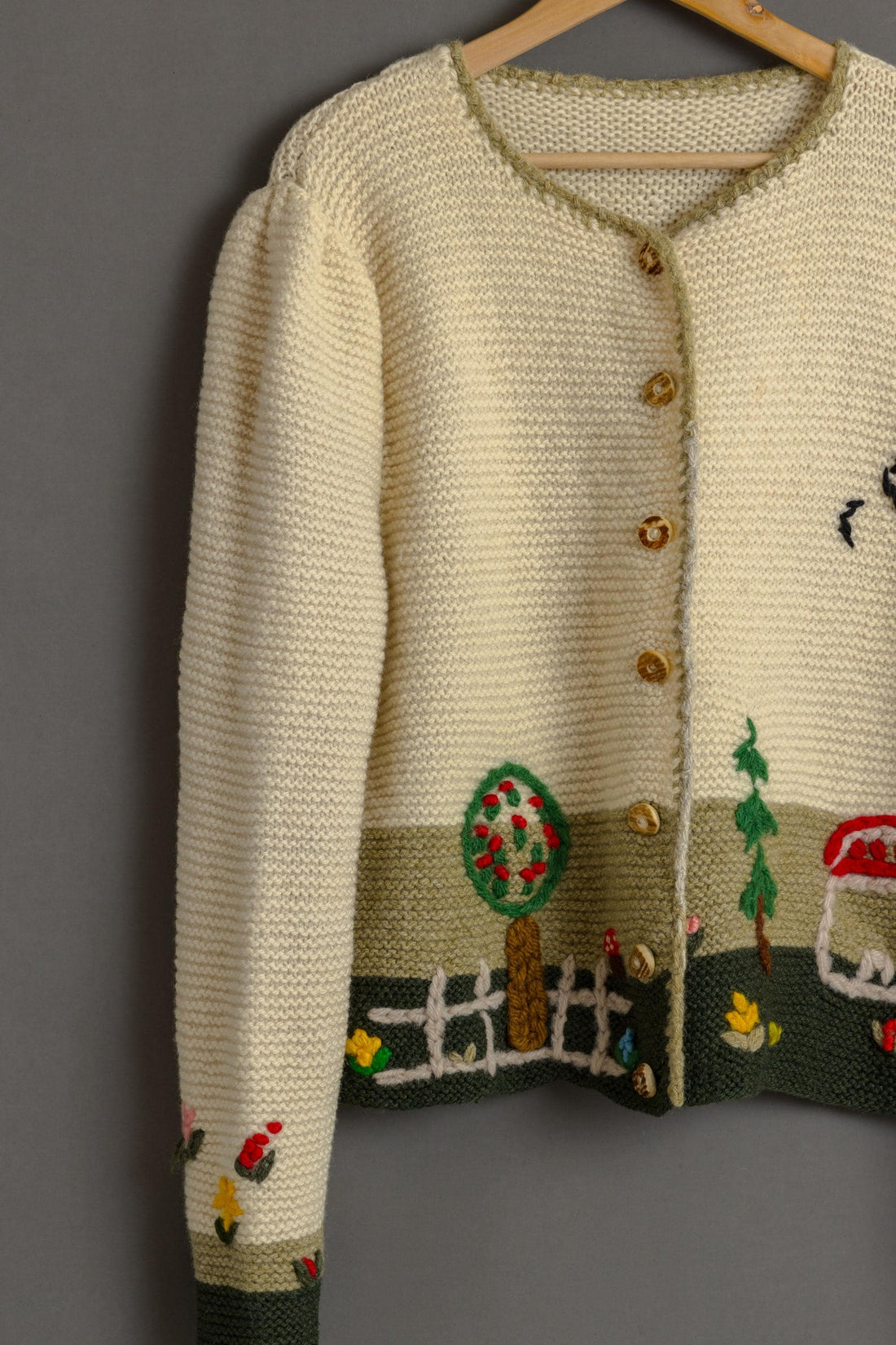 Original 1970s Tyrol Austrian/Bavarian Style Cardigan,Embroidered Folk/Cottagecore Knitwear/Jacket size Medium