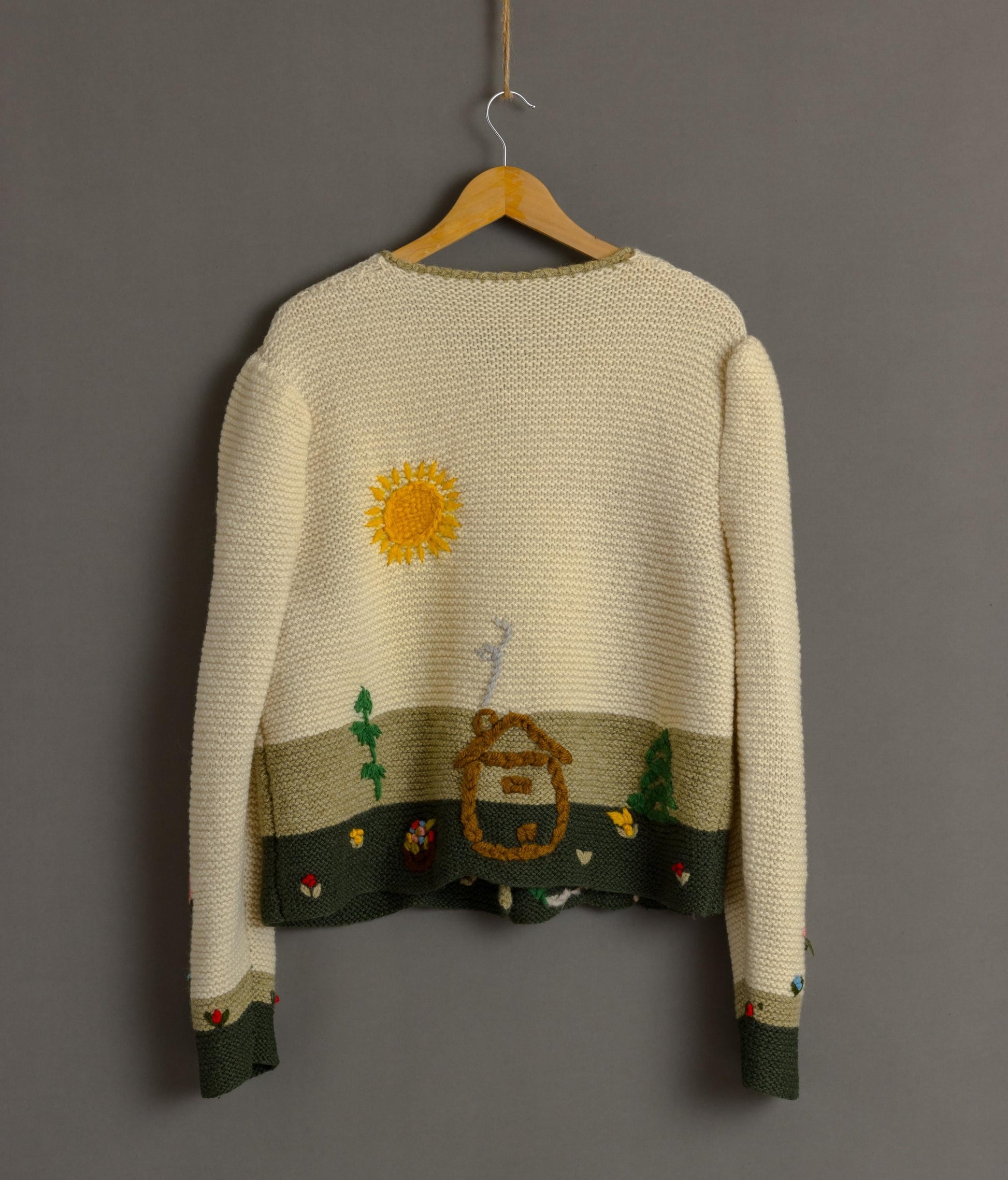 Original 1970s Tyrol Austrian/Bavarian Style Cardigan,Embroidered Folk/Cottagecore Knitwear/Jacket size Medium