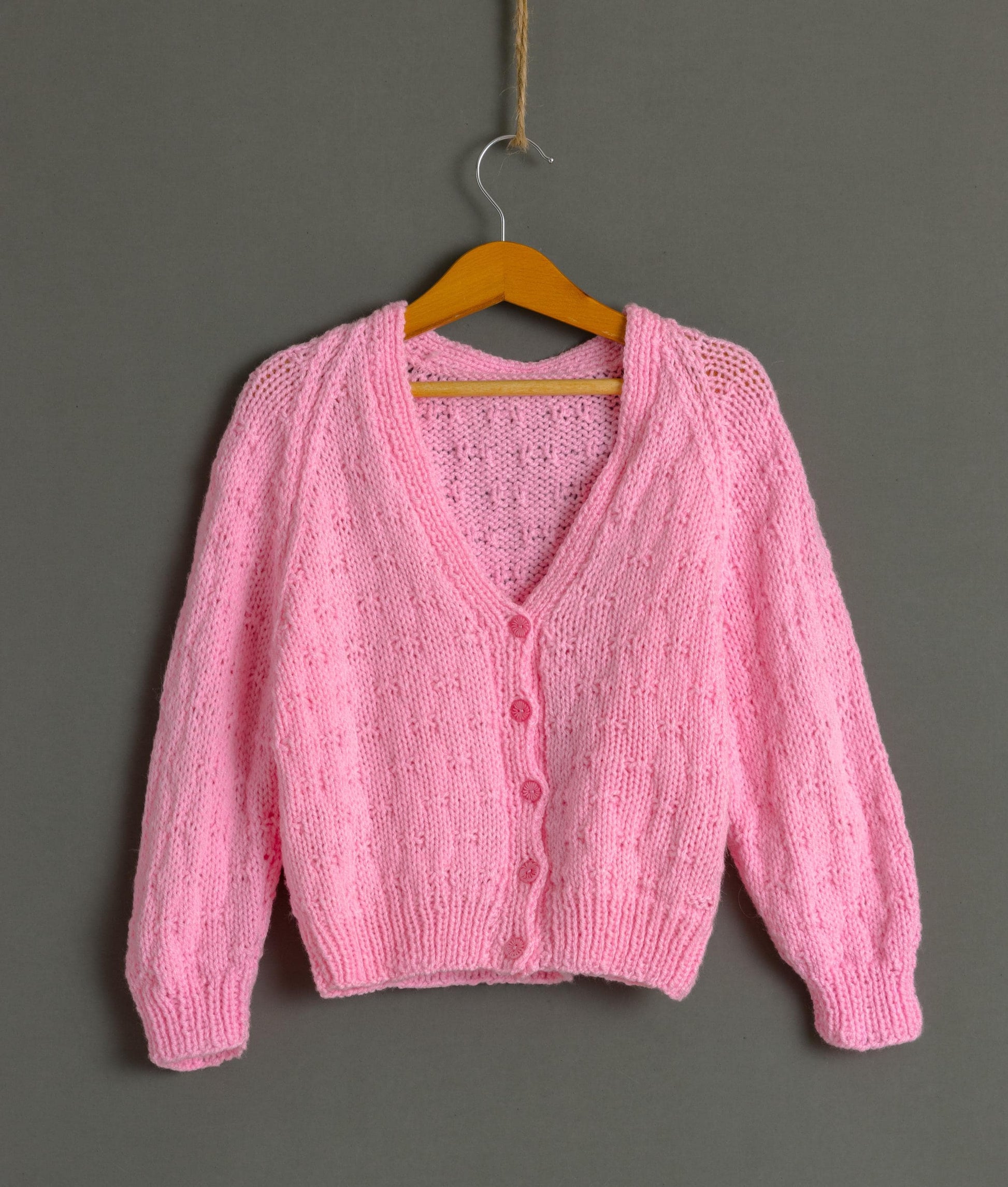 Preloved Vintage Kids Girl Pink Knitted Buttos Up Cardigan size 5 years 110 cm