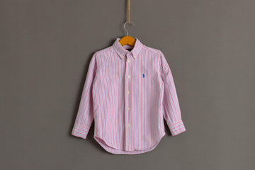 Kids Ralph Lauren Pink Striped Shirt for a boy 4/4T/ Preschool Clothing/ Little Boy Shirt