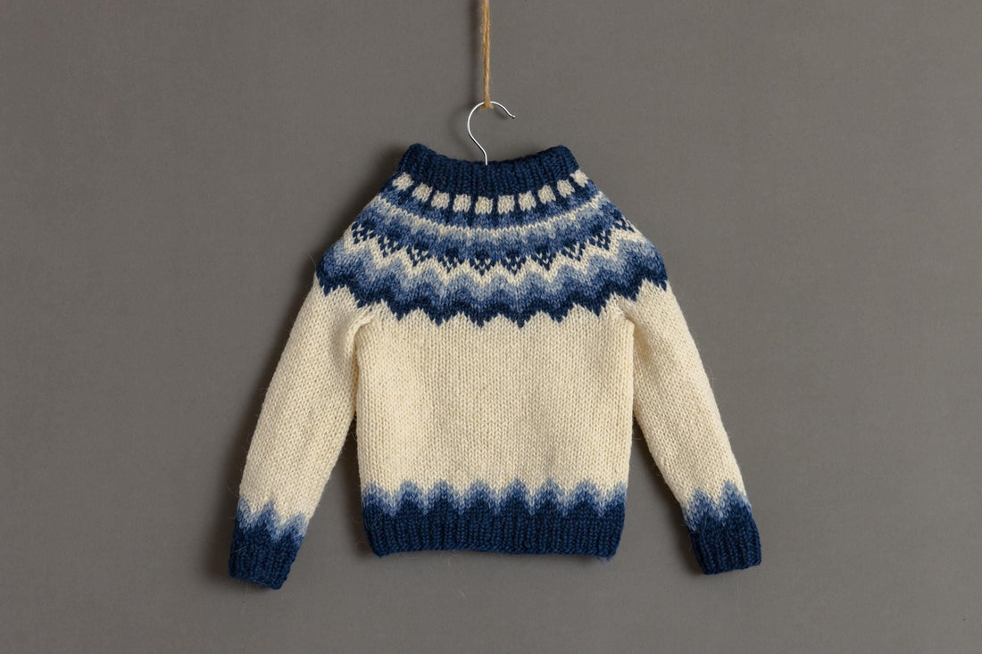 90s Vintage Iceland Knitwear Abstract Ornament Wool Jumper Sweater/ Vintage Kids Fair Isle Wool Sweater size 92cm 2T