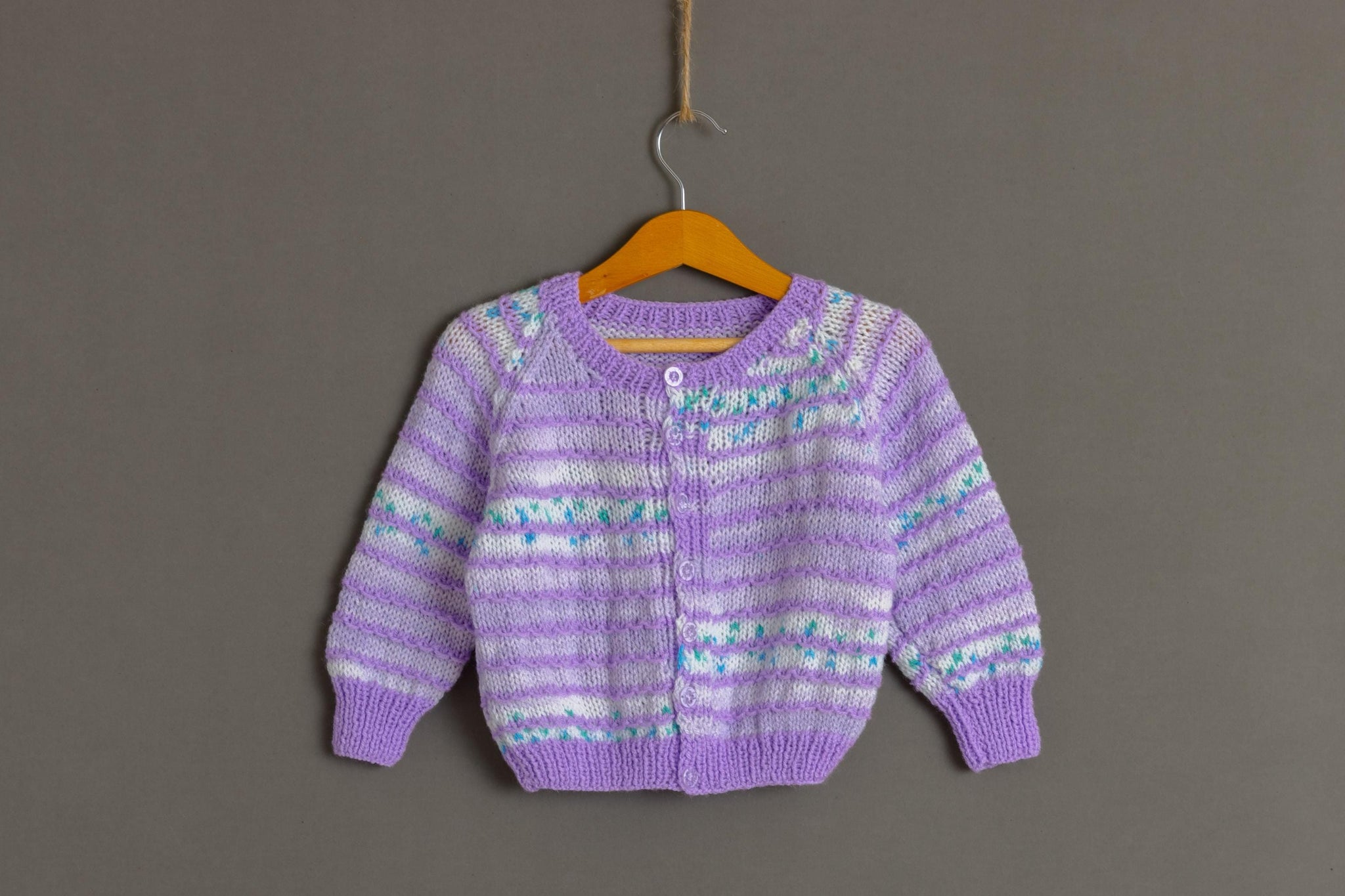 Preloved Vintage Kids Girl Purple Striped Knitted Buttos Up Cardigan size 2T 92cm