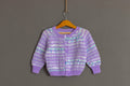 Preloved Vintage Kids Girl Purple Striped Knitted Buttos Up Cardigan size 2T 92cm