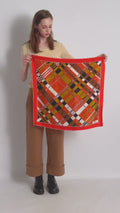 100% Silk Scarf Square Big Orange Abstract Pattern Silk Bandana Pure Silk Neck Hair Scarf Silk All Season Gift