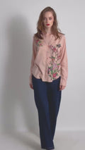 Woman Pink Avantgarde DESIGUAL shirt with floral print size Large